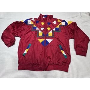 Vintage 90s Westbound Sport Med Windbreaker Geometric Color Block Red Yell Blue